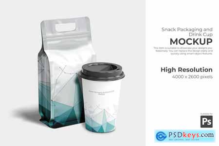 Snack Packaging and Drink Cup Mockup DYXXKCD