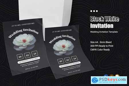 Black White Modernie Wedding Invitation