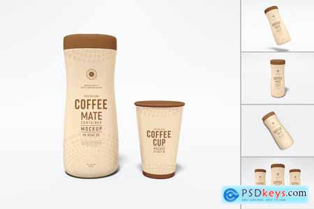 Plastic Coffee Mate Jar Packaging Mockup Set