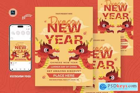 Silk Chinese New Year Day Flyer Design Template