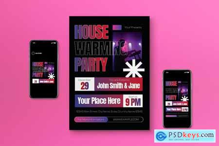 Black Gradient House Warming Party Flyer Set