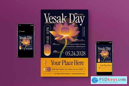 Blue Yellow Y2K Evolved Vesak Day Flyer Set