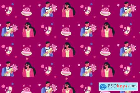 Couple in love valentine day seamless pattern