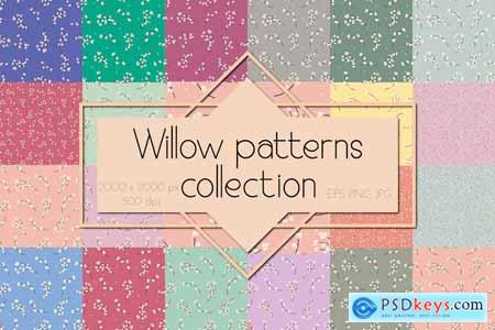 Easter willow seamless patterns