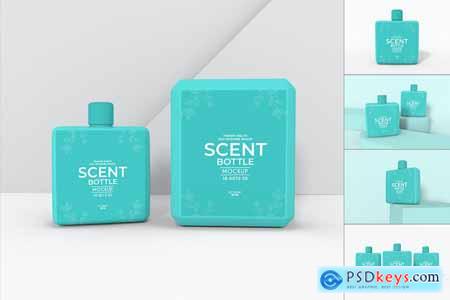 Perfume Spray Bottle with Box Packaging Mockup Set