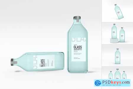 Glass Water Bottle Branding Mockup Set