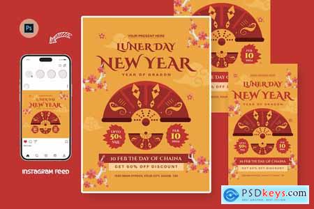 Fuchsia Chinese New Year Day Flyer Design Template