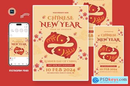 Spring Chinese New Year Day Flyer Design Template