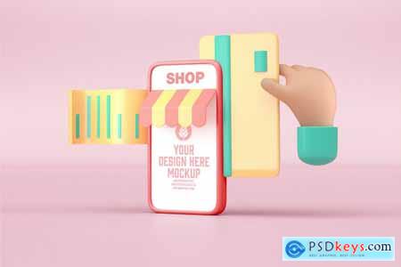 3D Store with Mobile Mockup