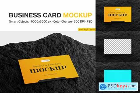 Business Card with Rock Mockup Set