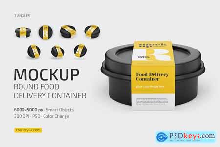 Round Food Delivery Container Mockup
