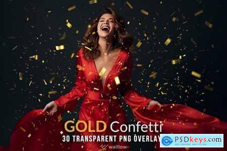 30 Gold confetti Transparent PNG photo overlays