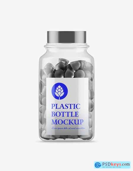 Plastic Jar with Gummies Mockup