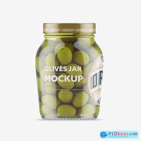 Glass Jar with Olives Mockup