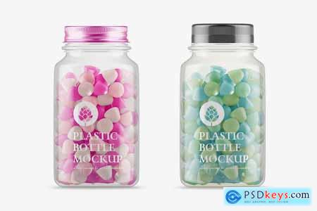 Plastic Jar with Gummies Mockup