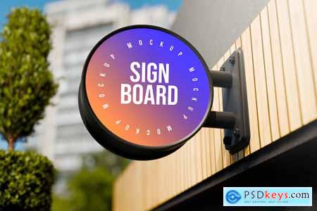 Circle Sign Board Mockup