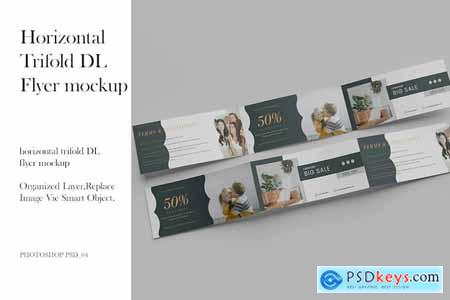 Horizontal trifold DL flyer mockup