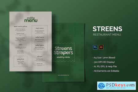 Streens - Restaurant Menu