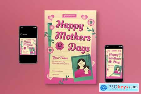 Pink Gradient Mother's Day Flyer Set