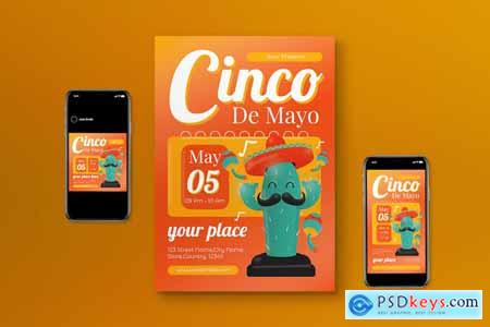 Orange Gradient CInco De Mayo Flyer Set