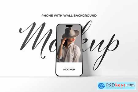 Phone With Wall Background Mockup