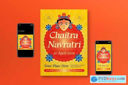 Yellow Gradient Chaitra Navratri Flyer Set