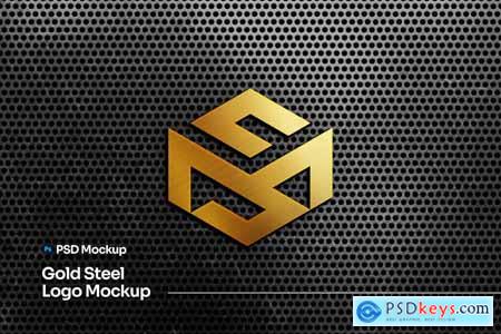 Gold Steel Logo Mockup