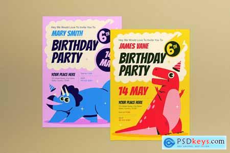 Yellow Flat Design Kids Birthday Invitation