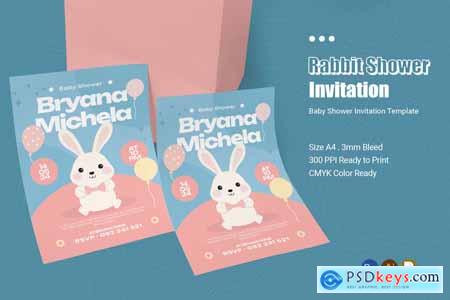 Rabbit Shower Baby Shower Invitation