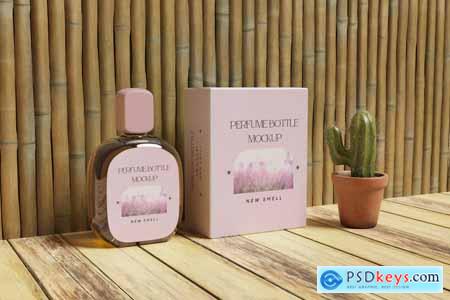 Perfume Bottle and Box Mockup