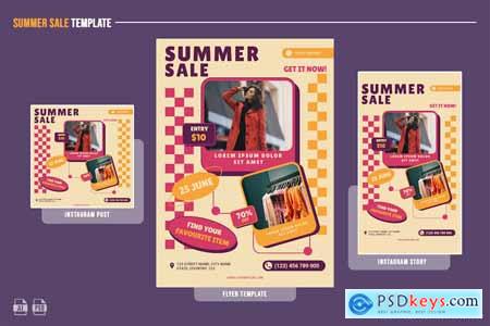Retro Summer Sale Flyer Design