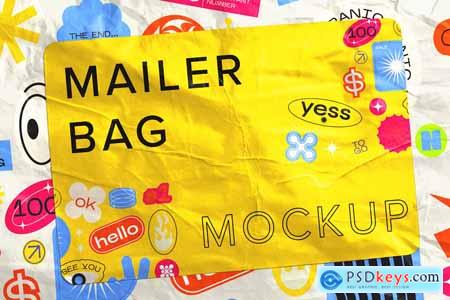 Mailer Bag Mockup with Sticker