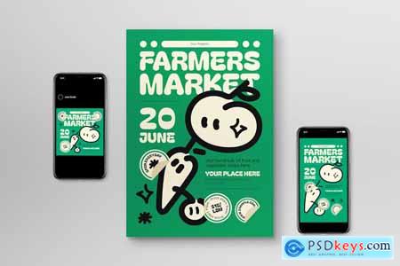 Green Expressive Farmers Market Flyer Set