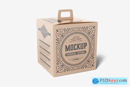 Paper Box with Handle Mockup