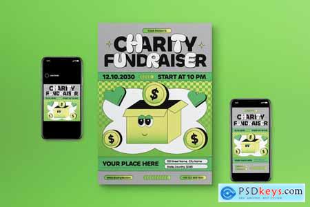 Green Retro Charity Fundraiser Flyer Set