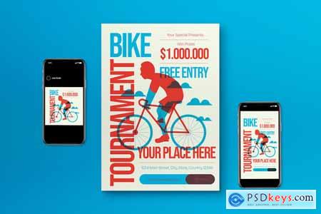 Beige Risograph Bike Tournament Flyer Set