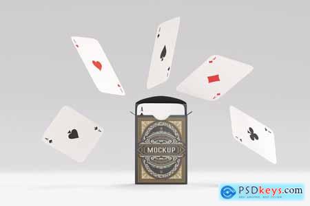 Poker Playing Cards with Box Mockup