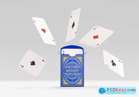 Poker Playing Cards with Box Mockup
