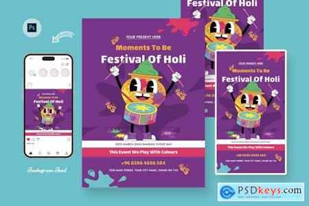 Fact Holi Day Flyer Template