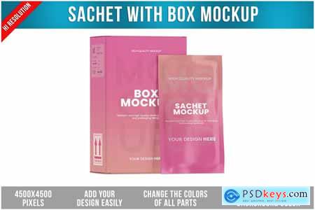 Sachet with Box Mockup
