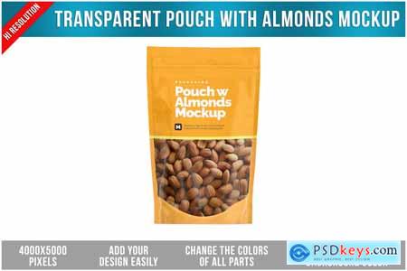 Transparent Pouch with Almonds Mockup