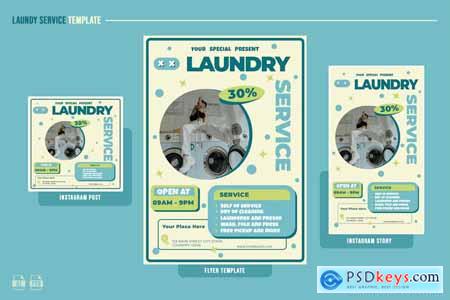 Retro Laundry Flyer Design 6S559YN