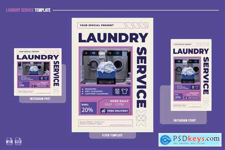 Retro Laundry Services Flyer Design
