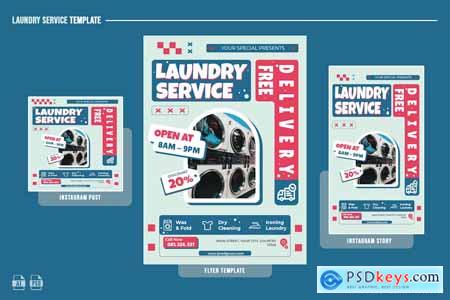 Retro Laundry Flyer Design NHZFSC8