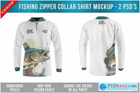 Fishing Zipper Collar Shirt Mockup - 2 Files