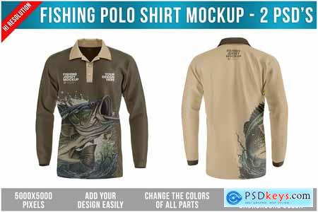 Fishing Polo Shirt Mockup - 2 Photoshop Files