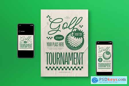 Green Vintage Golf Tournament Flyer Set