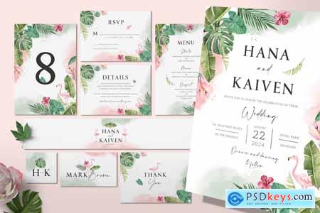 Flamingo Wedding Invitation Set