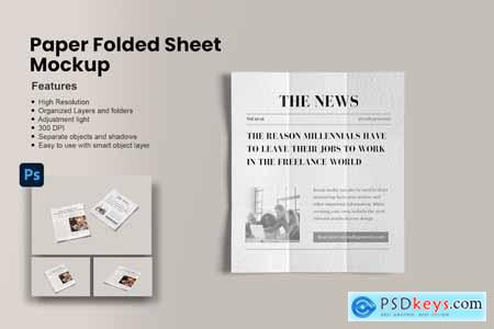 Paper Folded Sheet Mockup