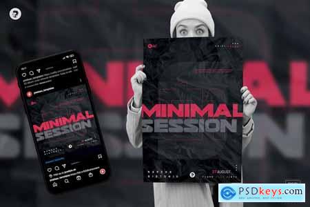 Minimal Session Party Flyer, Event Poster
